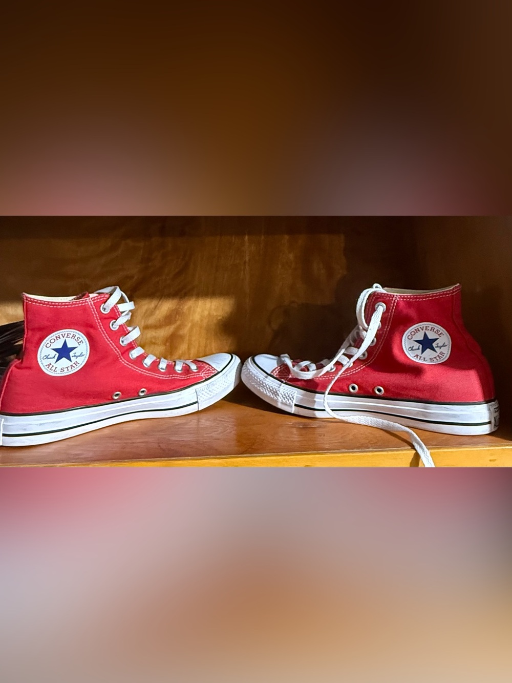 Converse Red High-Top Canvas Sneakers with White Accents